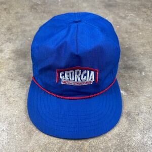 Vintage Georgia Metal Structures Hat Blue Red Snapback Made in USA